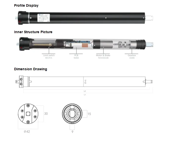 12V 24V High Efficiency Excellent Quality Metal Rolling Window DC Tubular Motor