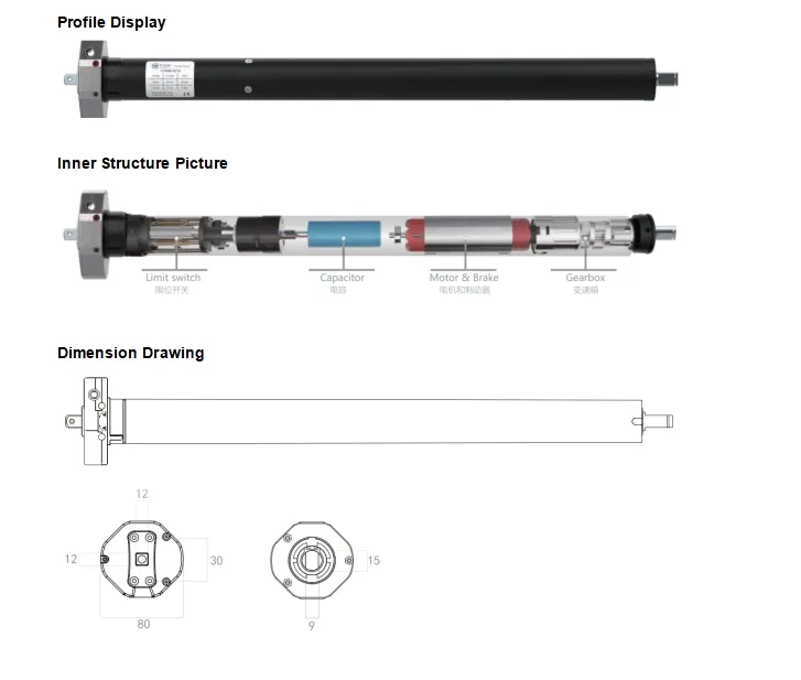 45m 30n Mechanical Manual Garage Door Manual Handcrank Function AC Tubular Motor