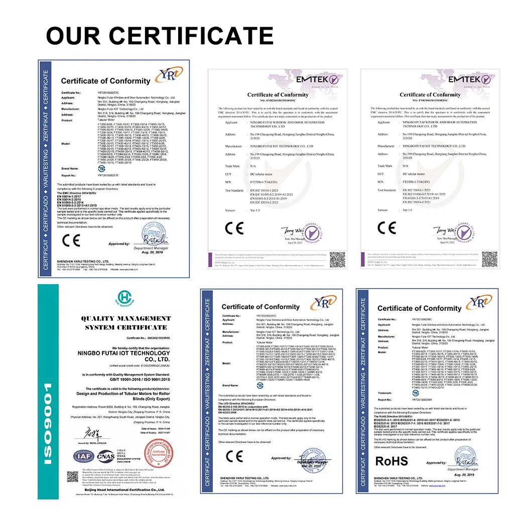 CE Certification Easy Wiring Mechanical Limit Long Servicing Life AC Tubular Motor
