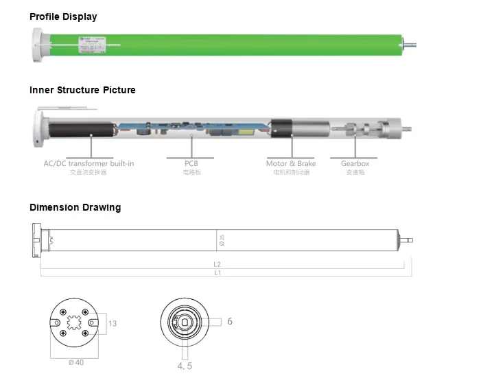 CE Certified 110V/240V Wide Voltage Indoor Roller Blinds AC Electronic Tubular Motor