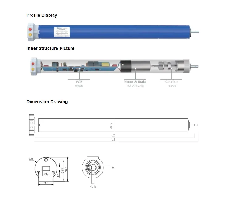 CE RoHS Certified Global Compliance Stable Signal Transmission Safety DC Tubular Motor