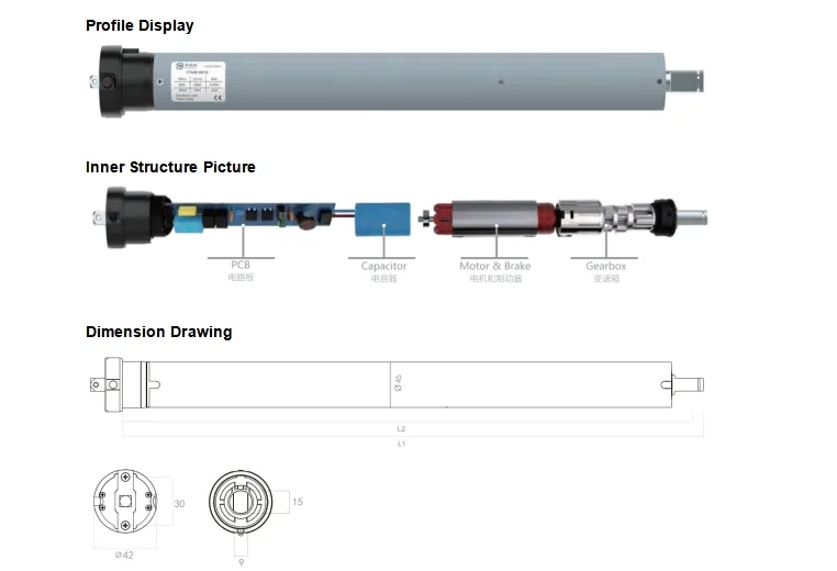 Customizable Quick Installation Smart Home Connections Available AC Tubular Motor