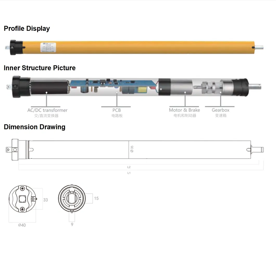 Customizable Voltage Flexibility Low Cost Remote Limit Setting AC Tubular Motor