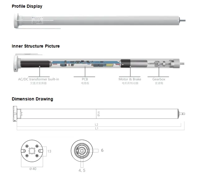 Dual Voltage Flexible High Efficiency Long Lasting WiFi Intelligence AC Tubular Motor