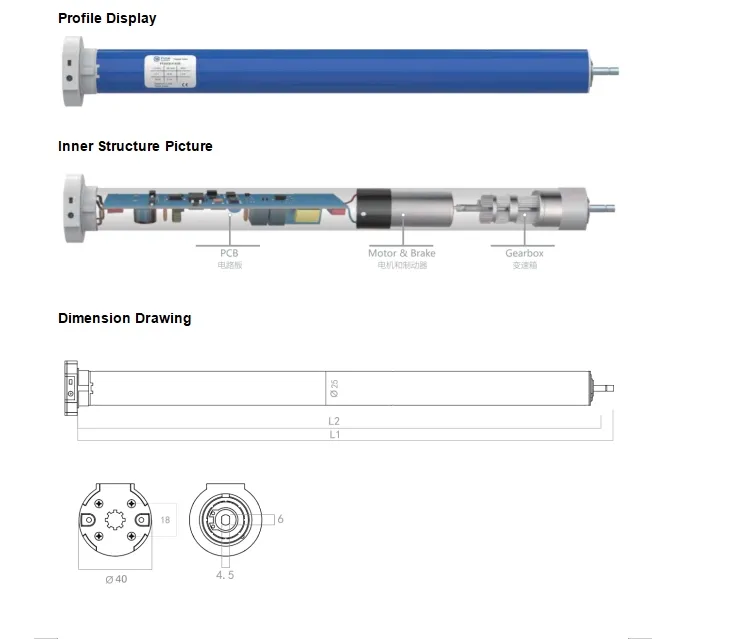 Energy Saving Eco-Friendly Quick Installation Easy Assembly DC Tubular Motor