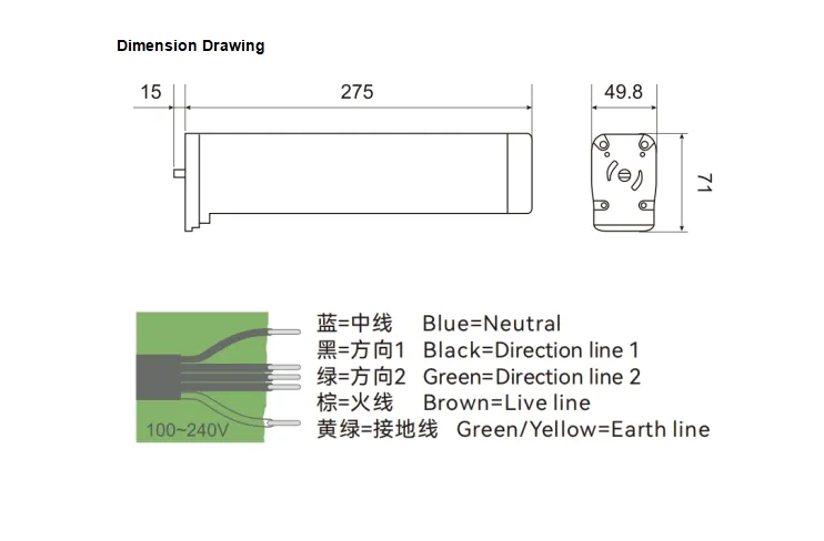 Five-Wire Tuya Smart Dry Contact Function Automatic WiFi Control High Torque Curtain Motor
