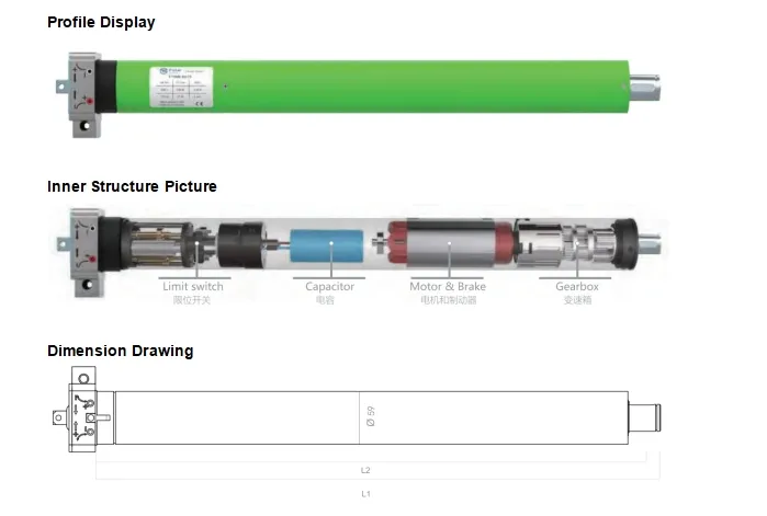 High-Efficiency AC Tubular Motor for Garage Doors, 59mm Size