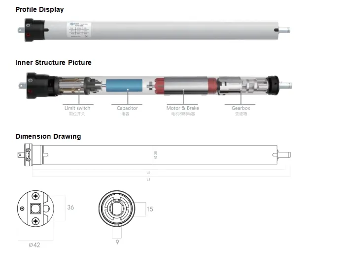 Low Cost Mechanical Limit Setting Run Smoothly Long Service Life AC Tubular Motor