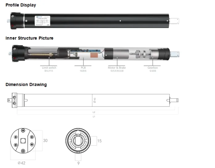Multi-Speed Adjustable High Torque Electric Shutter Door DC Tubular Motor