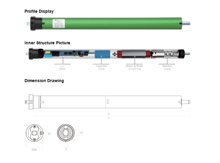 Quick Installation Unlimited Stroke Suitable Remote Limit Setting AC Tubular Motor